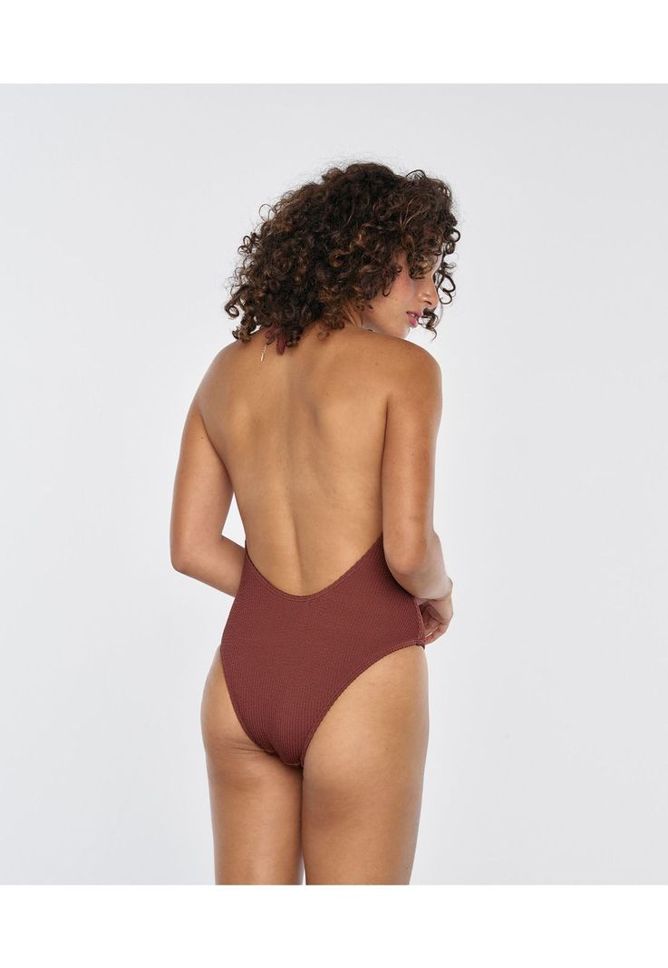 Traje De Baño Mujer Textura Café-2