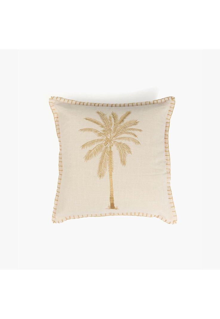 Cojín Algodón Palmeras 45 X 45 Cm Beige-0