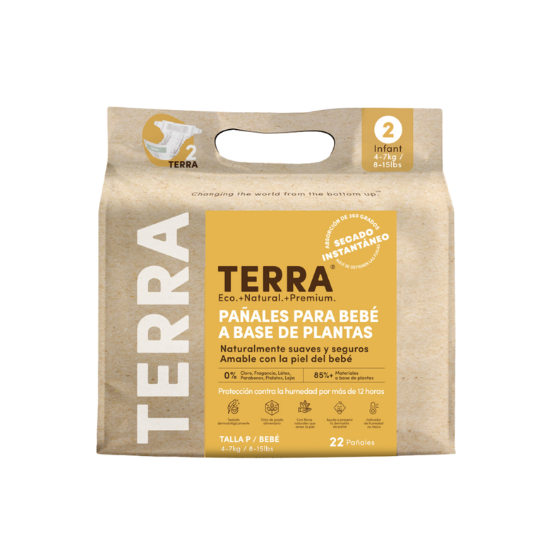 Pañales Biodegradables Terra Talla P 22 uns-1