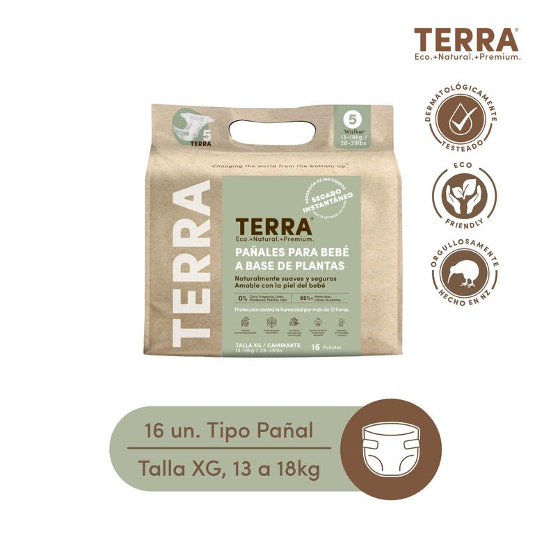 Pañales Biodegradables Terra Talla XG 16 uns-0