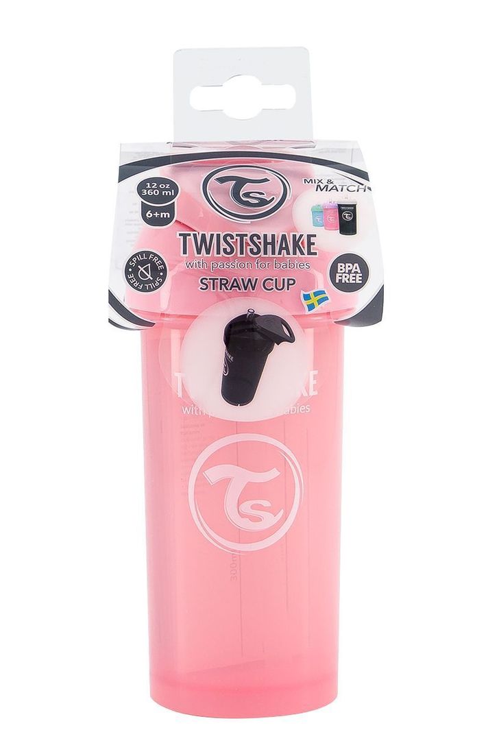 Vaso con bombilla Twistshake Straw Cup 360ml rosado-2