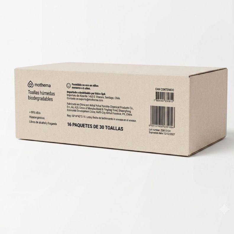 Toallitas Humeda Motherna, transportables, 480 uns, para bebes