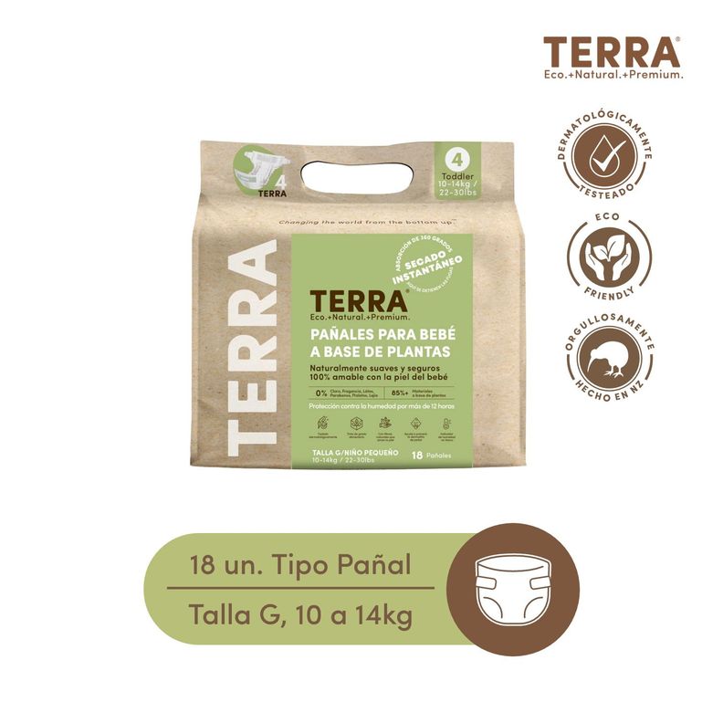 Pañales Biodegradables Terra Talla G 18 uns-0