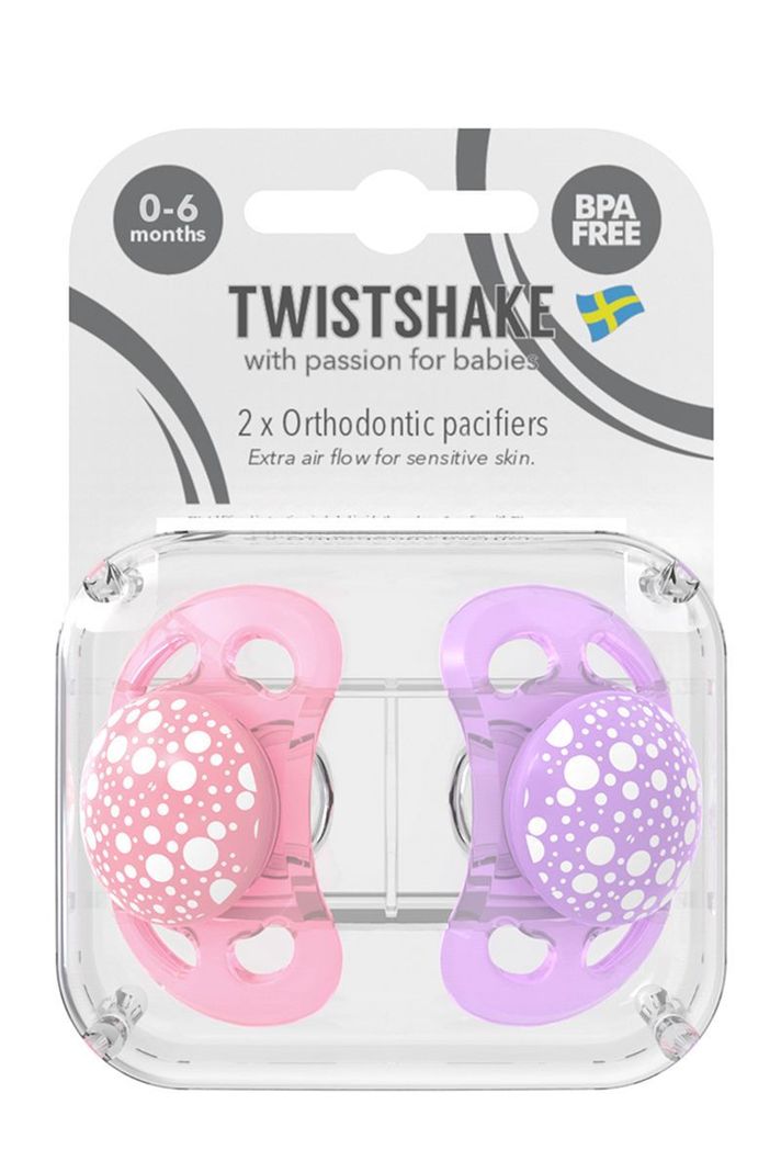Chupetes Twistshake 0-6m 2 uns Rosado Morado-2