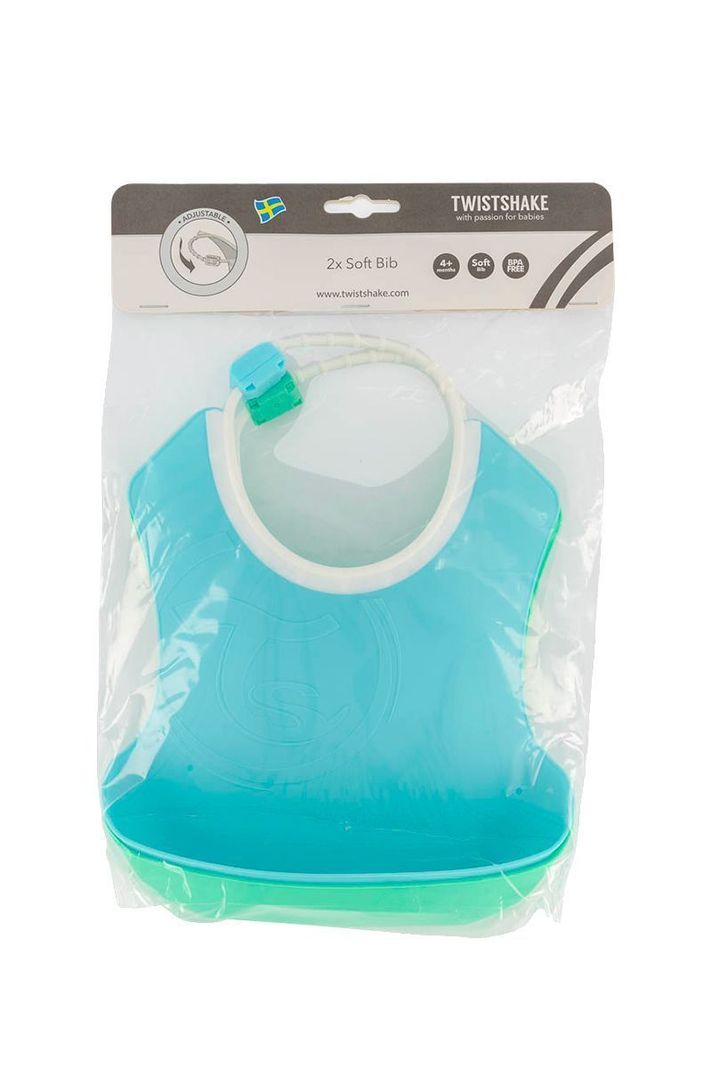  Baberos Twistshake 4+m 2 uns Azul / Verde Pastel-2