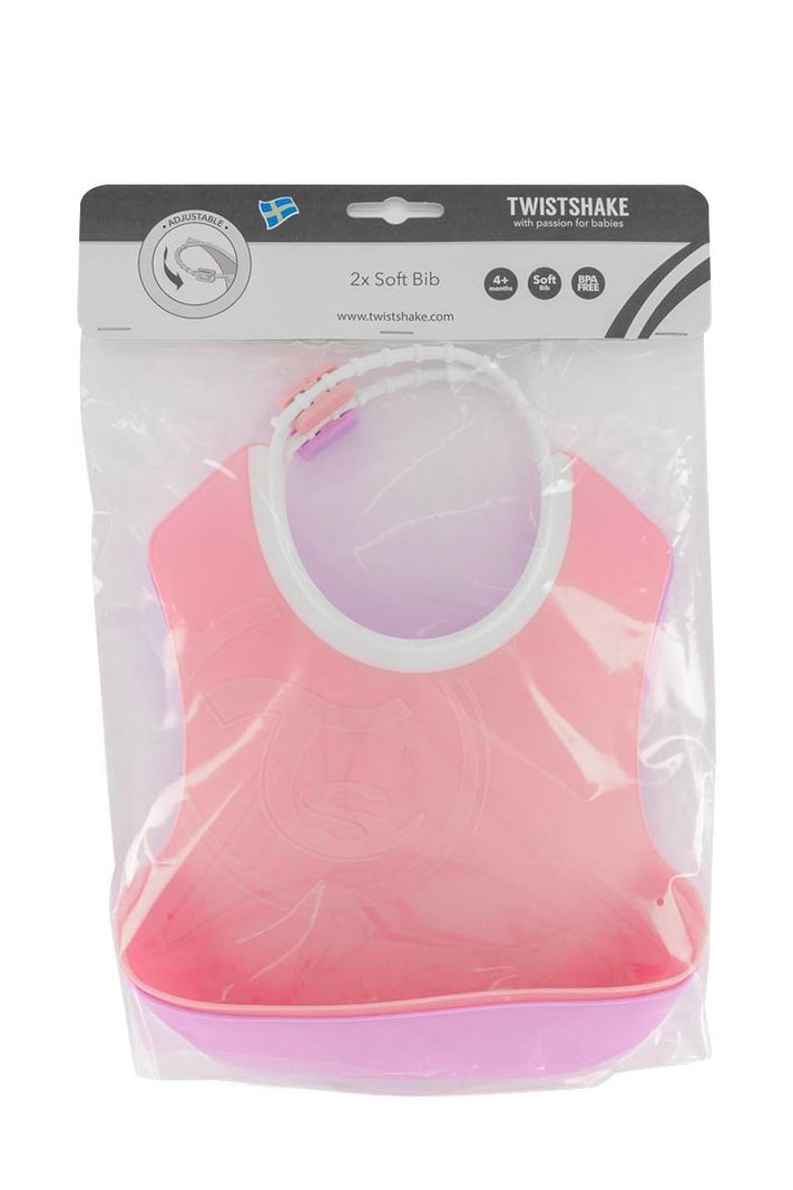 Baberos Twistshake 4+m 2 uns Rosado / Morado Pastel-2