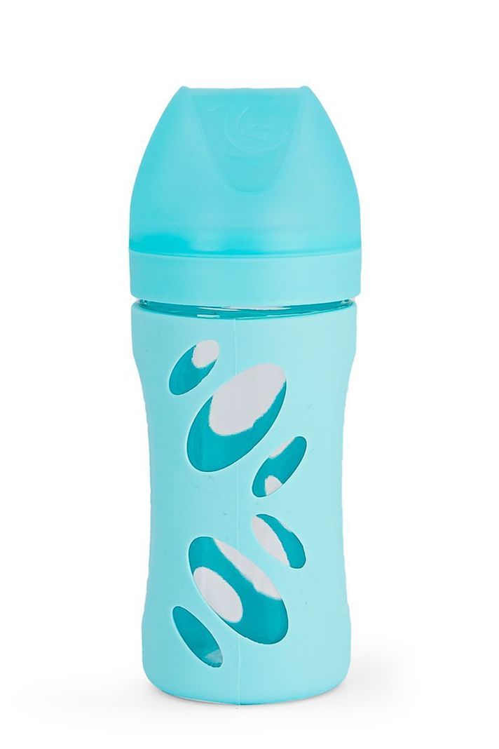 Mamadera vidrio Twisthake Anti-Cólico 260ml azul-1