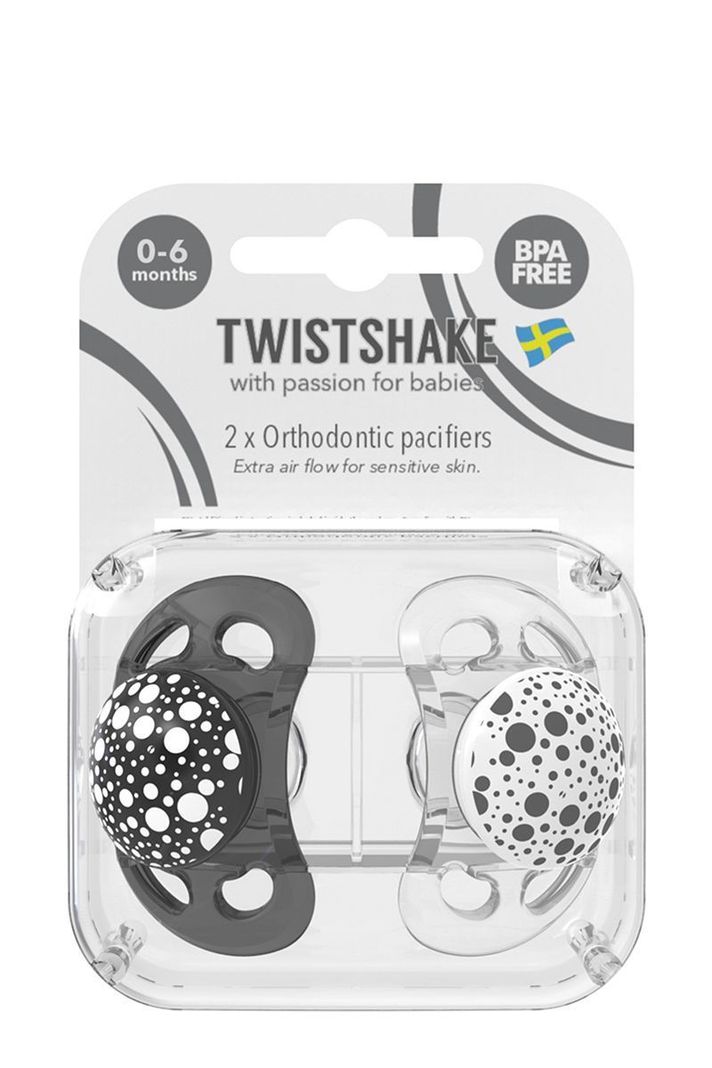Chupetes Twistshake 0-6m 2 uns Negro blanco-2