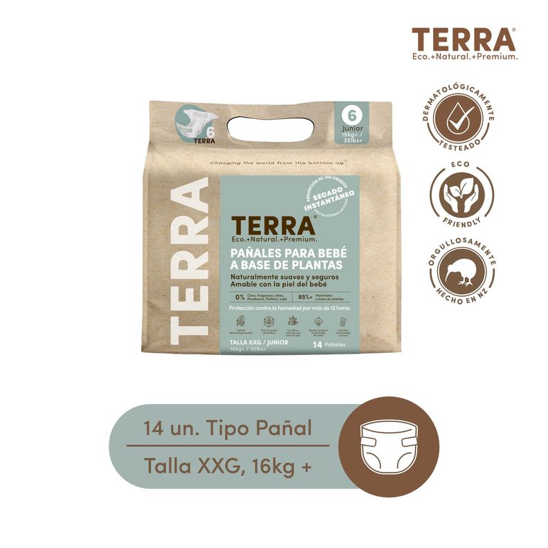 Pañales Biodegradables Terra Talla XXG 14 uns-0