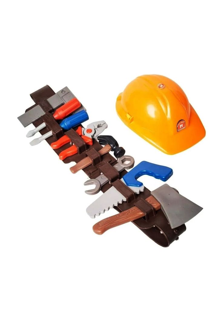 Juego herramientas Construcción con casco amarillo para niños-3