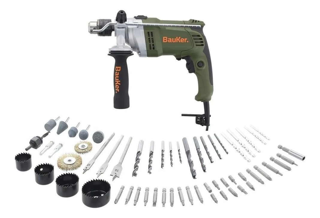 Kit Taladro Percutor 13mm 900w Con 57 Accesorios + Maleta
