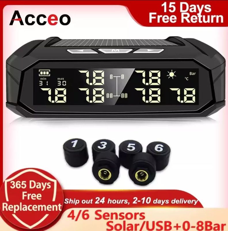 Sistema Control Presión Neumáticos K11 Digital Solar Tpms 6 Sensores-5