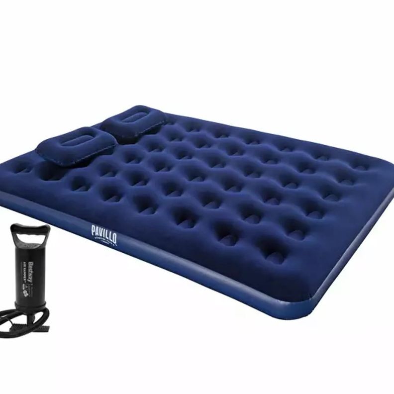 Colchon Inflable Bestway Pavillo 2plazas +almohada +inflador Azul