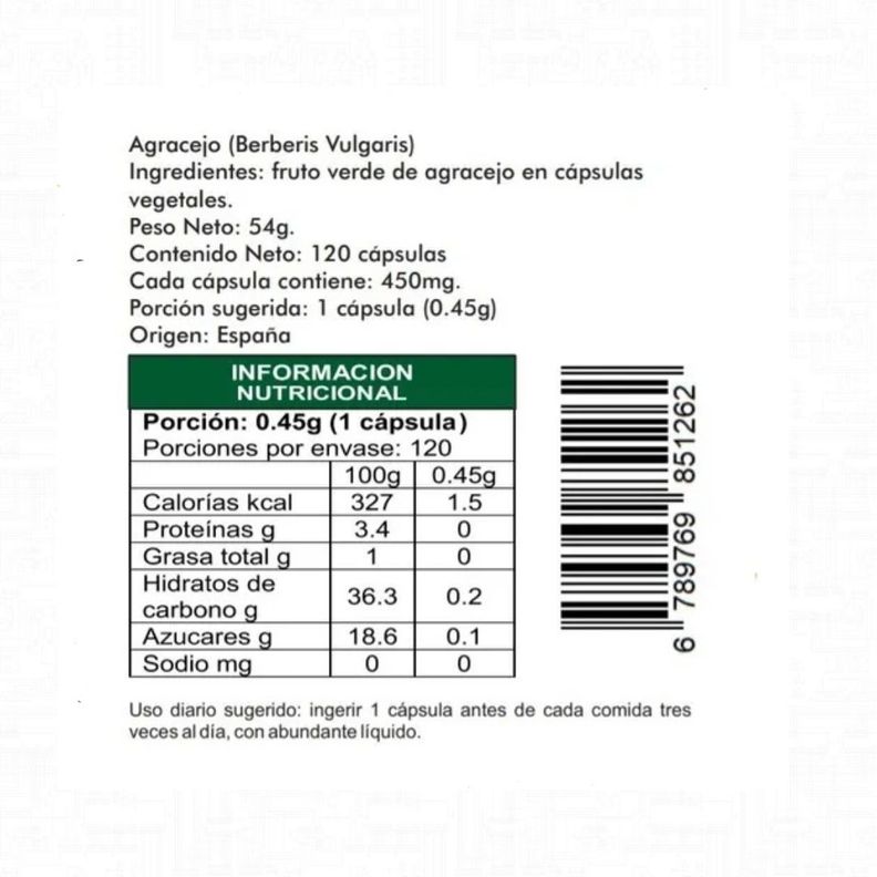 Barberry (agracejo) 120 Cáps De 450mg 100% Natural Vesicula Higado-1