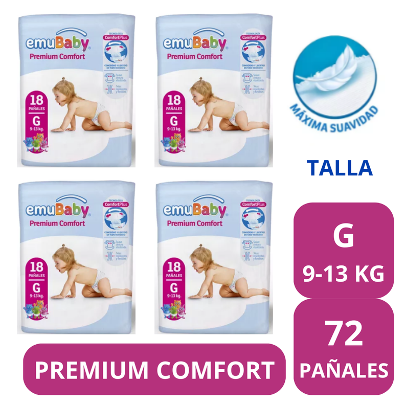Pañal Emubaby Premium Comfort X4 Talla G