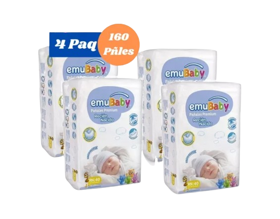 Pañales Emubaby Premium - Recién Nacido (rn) - 4 Paquetes-1