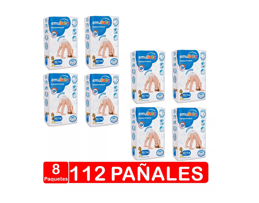 Emubaby Premium XG x8 paquetes 112 pañales-1