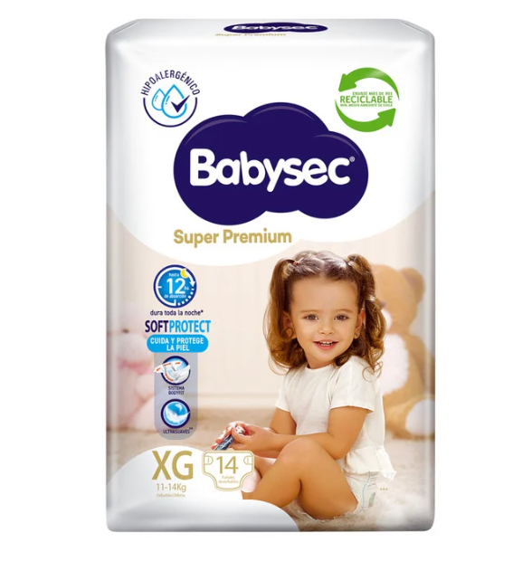 Pañales Babysec Super Premium XG 56 pañales-0