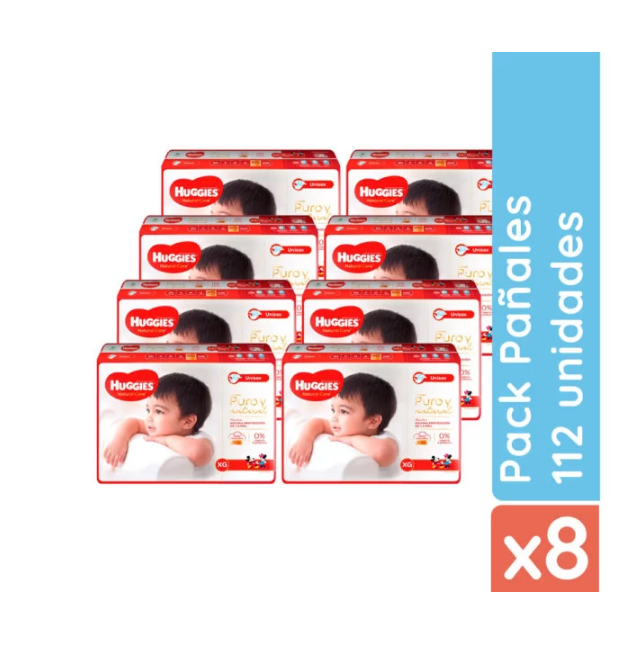 Pañales Huggies Natural Care XG 112 Unidades-2