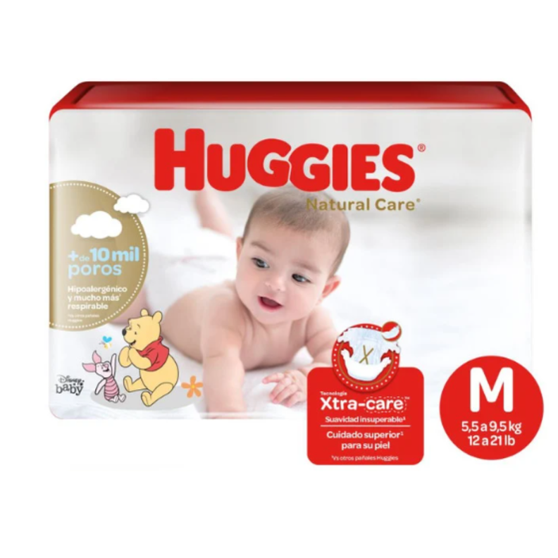 Pañal Huggies Natural Care Talla M X4paq 88pñales-0