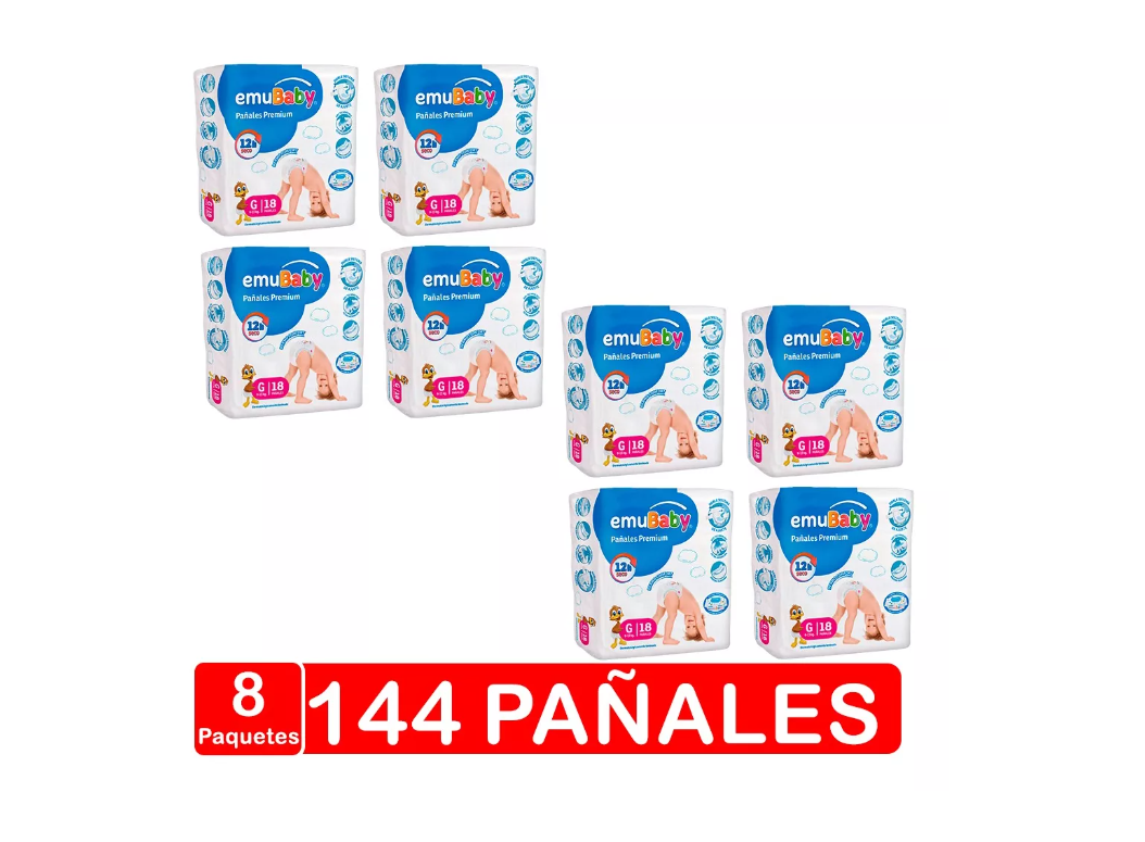 Emubaby Premium G x8 paquetes 144 pañales-1
