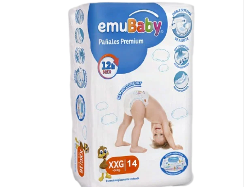 Pañales Emubaby Premium XXG X4 paquetes 56 pañales-1