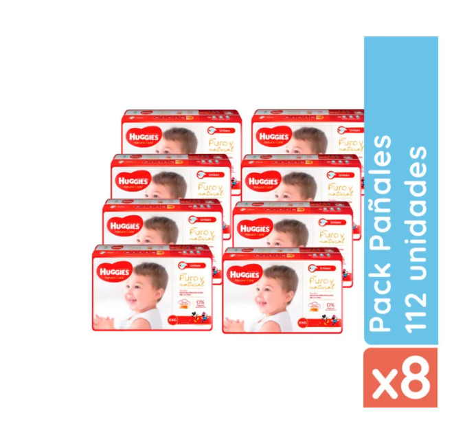 Pañales Huggies Natural Care XXG 112 Unidades-1