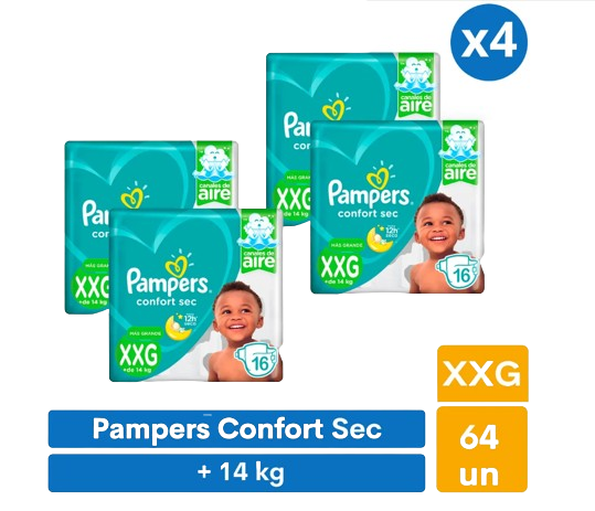 Pañales Pampers Confort Sec XXG 64 pañales-1