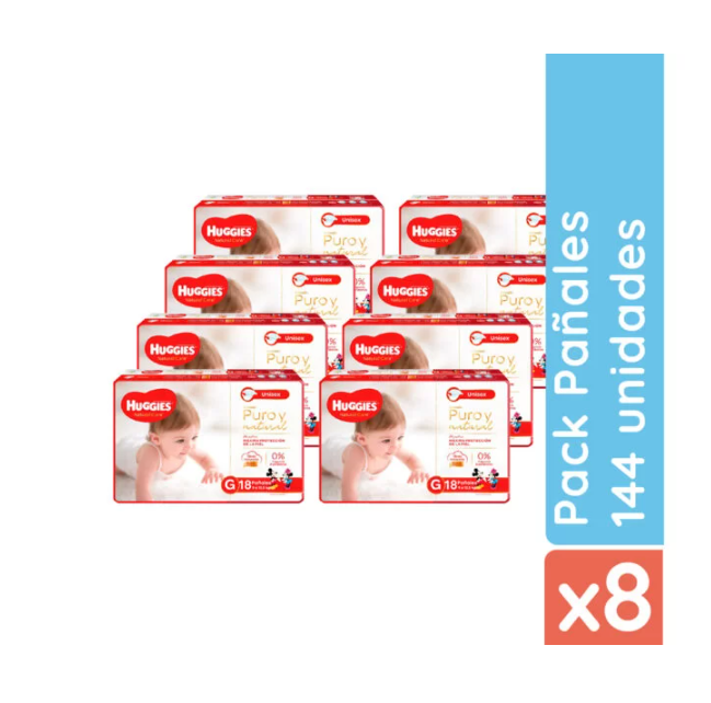 Pañales Huggies Natural Care G 144 Unidades-2