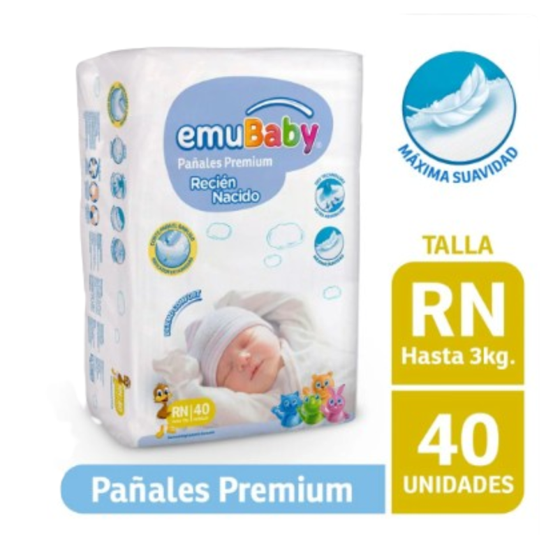 Pañales Emubaby Premium - Recién Nacido (rn) - 40 Und-1