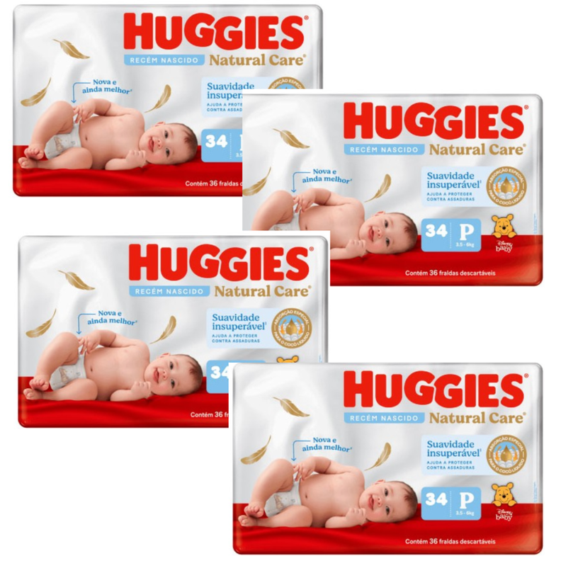 Pañales Huggies Talla P Natural Care 136und