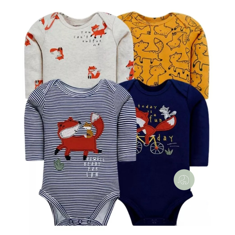 Pack de 4 Bodies Zorrito Bebé Niño-0