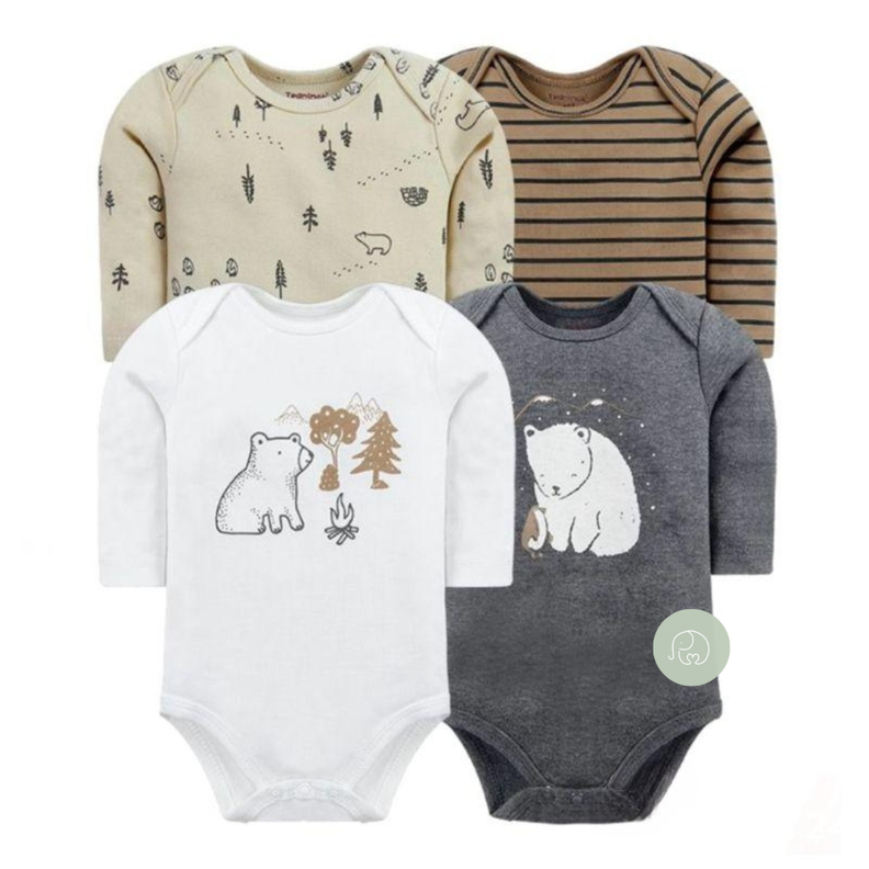 Pack de 4 Bodies Oso Polar Bebé Niño-0