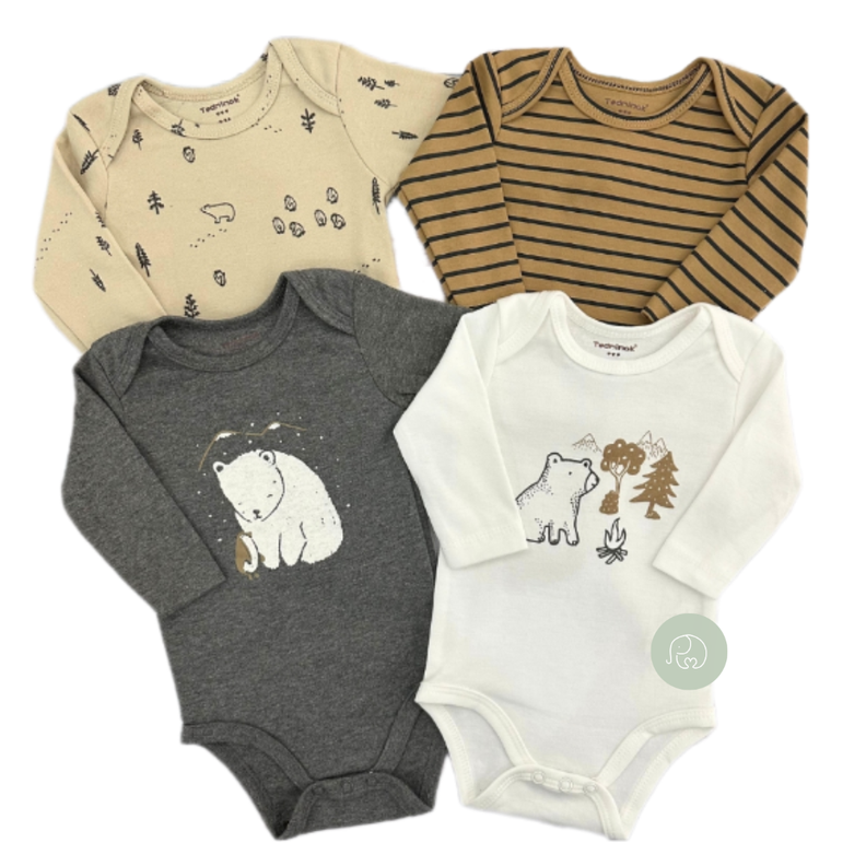 Pack de 4 Bodies Oso Polar Bebé Niño-1