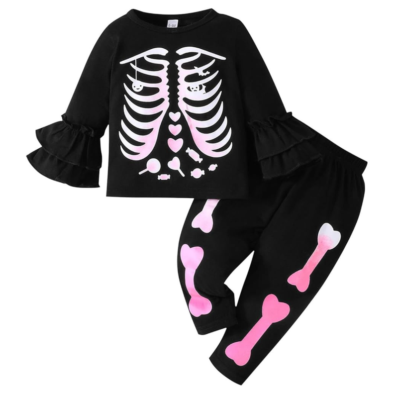 Conjunto Halloween Esqueleto Bebe Niña-0