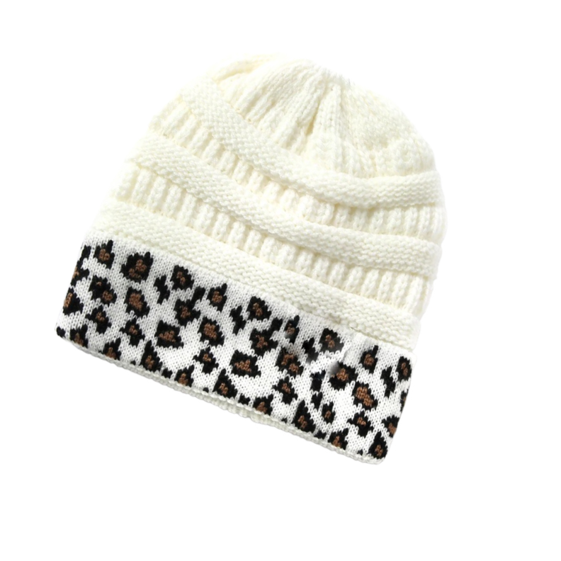 Gorro De Lana Femenino Borde Animal Print-1