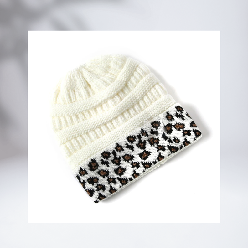 Gorro De Lana Femenino Borde Animal Print-2
