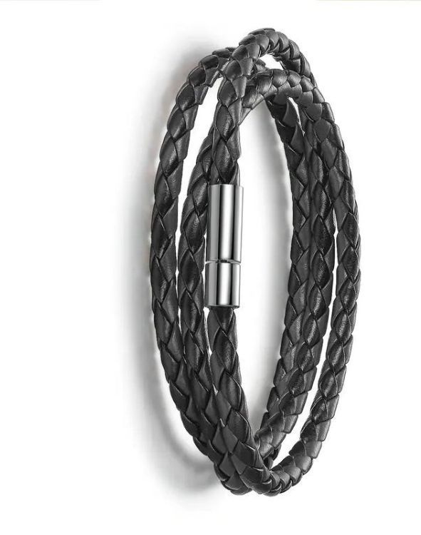 Pulsera Larga De Cuero Elegante De Moda Hombre Y Mujer-0