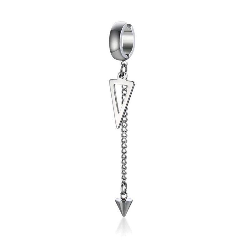 Pendiente Con Cadena Colgante Y Triángulo, Aro Masculino-1