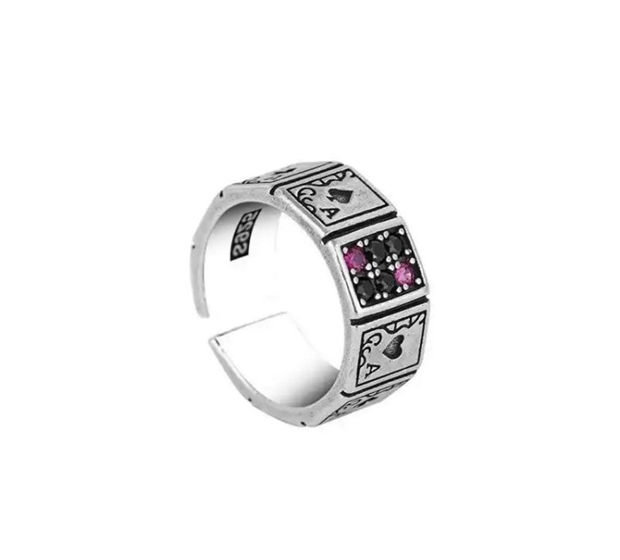 Anillo Poker, Anillo Ajustable Acero Inoxidable Modelo Poker-0