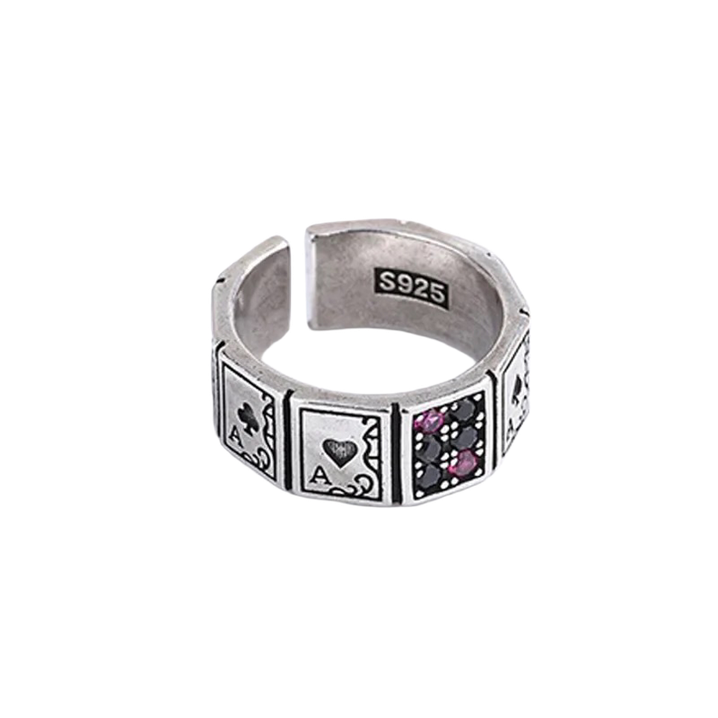 Anillo Poker, Anillo Ajustable Acero Inoxidable Modelo Poker-1