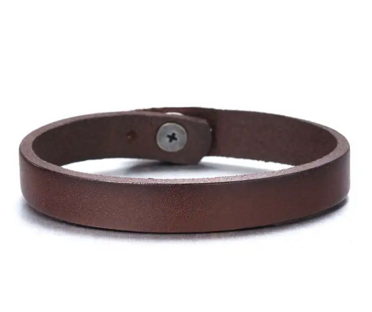 Pulsera De Cuero Cafe Modelo Huaso  Brazalete-0