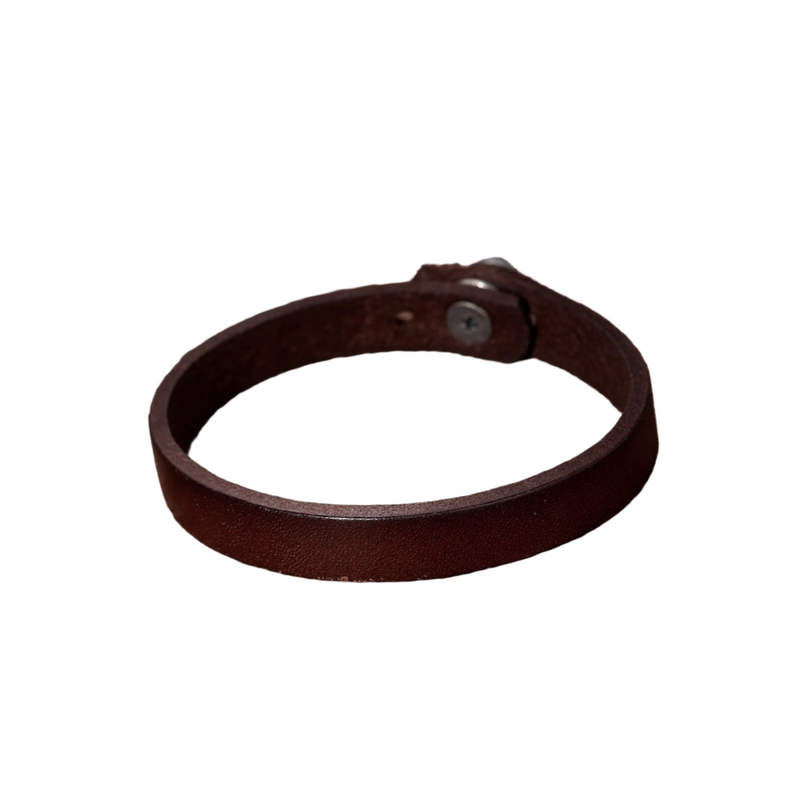Pulsera De Cuero Cafe Modelo Huaso  Brazalete-2