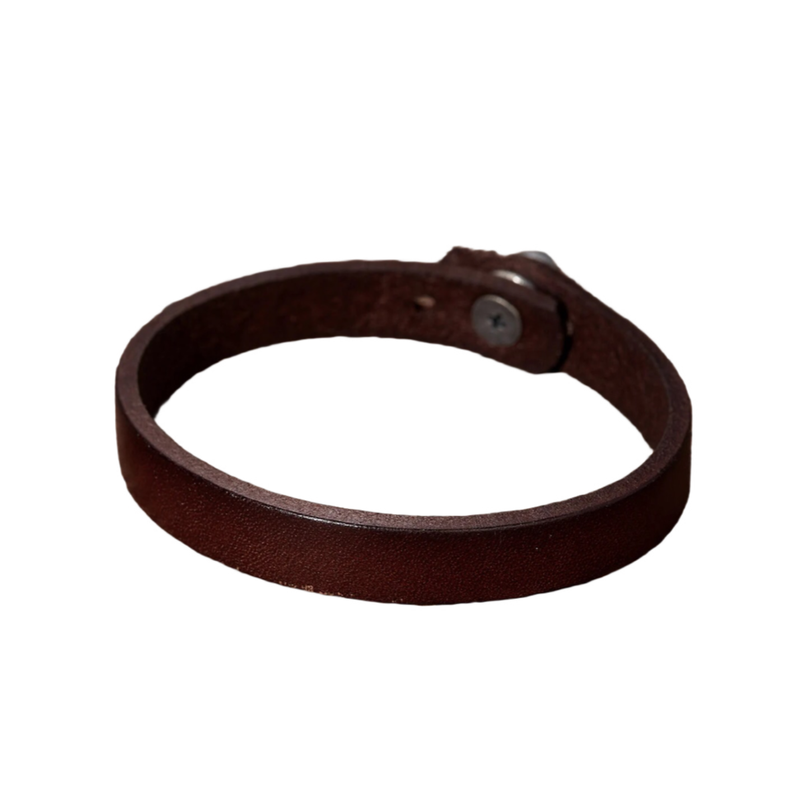 Pulsera De Cuero Cafe Modelo Huaso  Brazalete-3