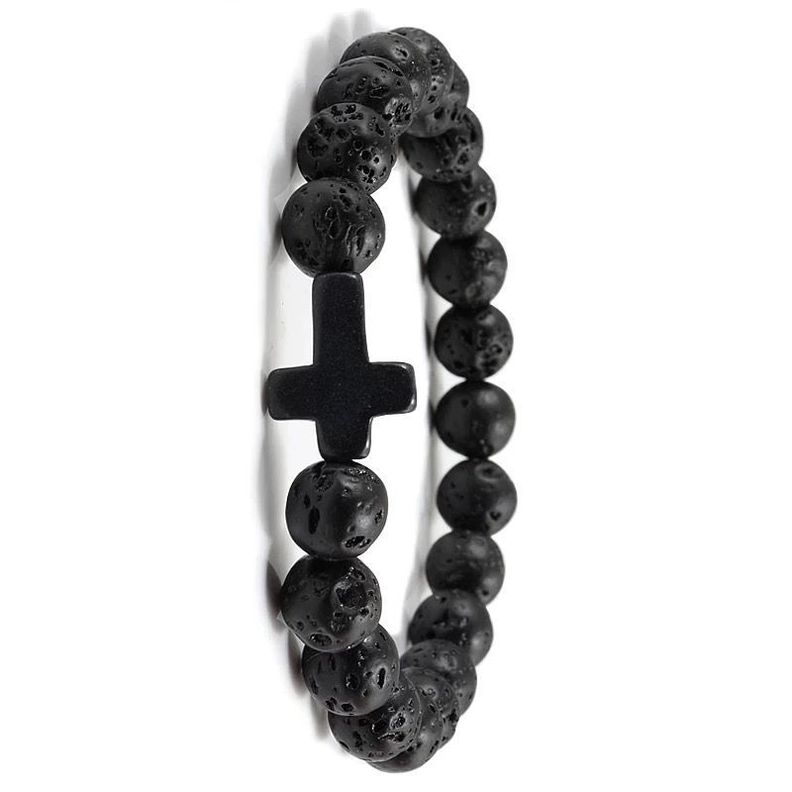 Pulsera de Piedras Con Cruz-1