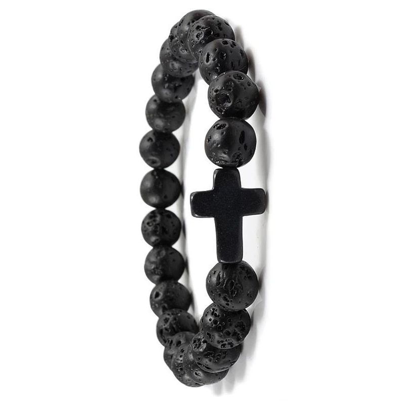 Pulsera de Piedras Con Cruz-2