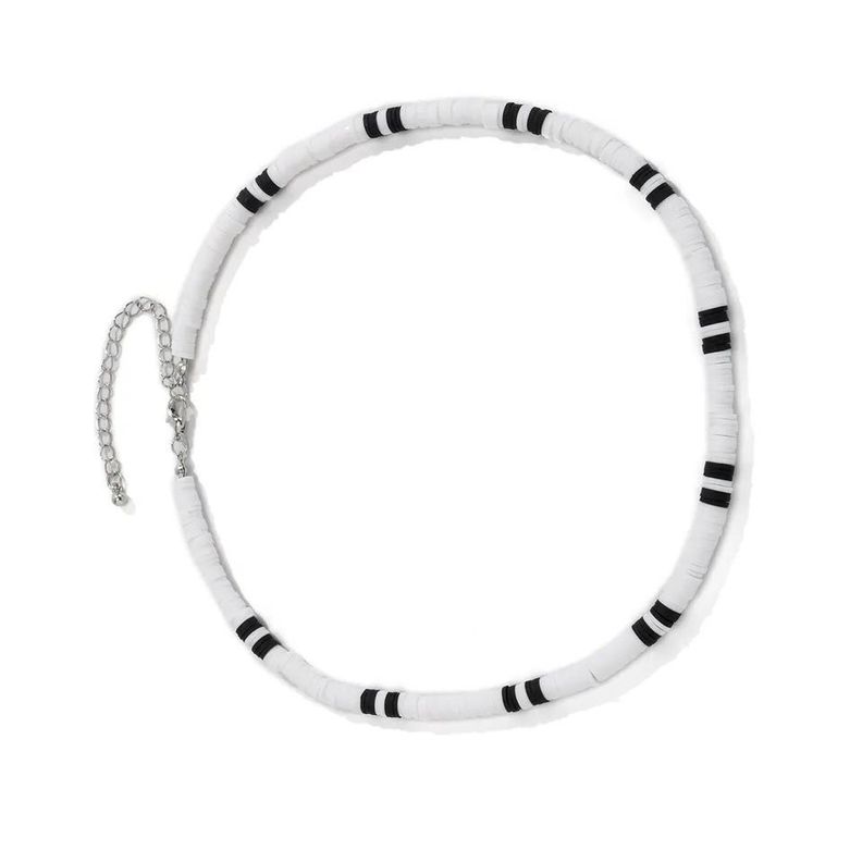 Collar De Arcilla Polimérica, Gargantilla Blanca Unisex-1