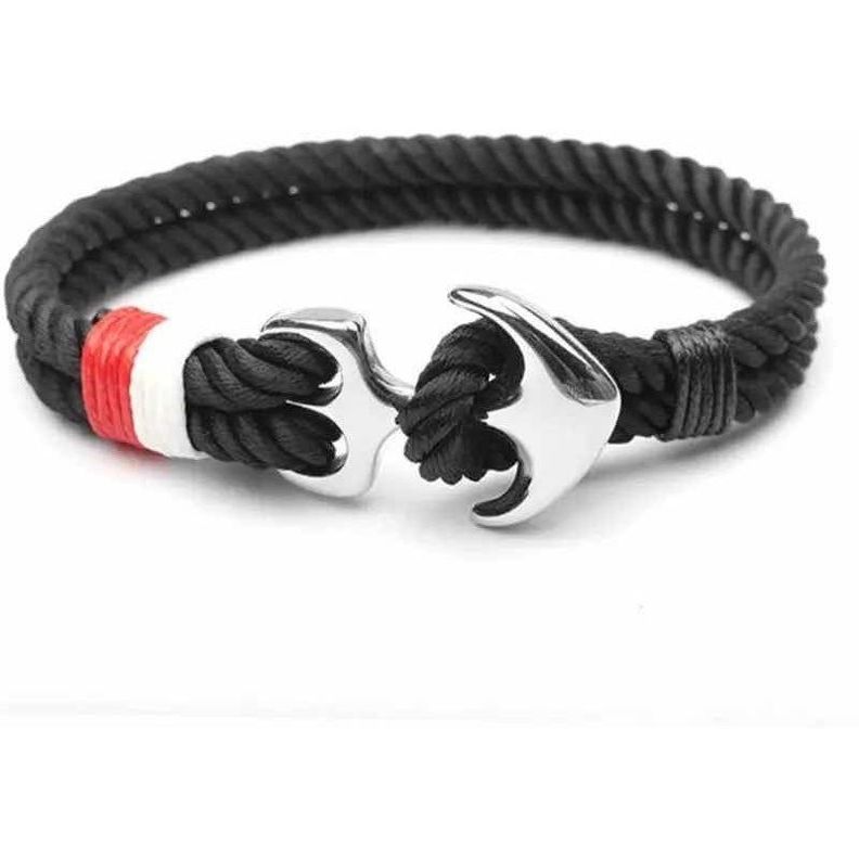 Pulsera Negra De Ancla Metálica Hombre Mujer De Alta Calidad 19 Cm 2.54 Cm