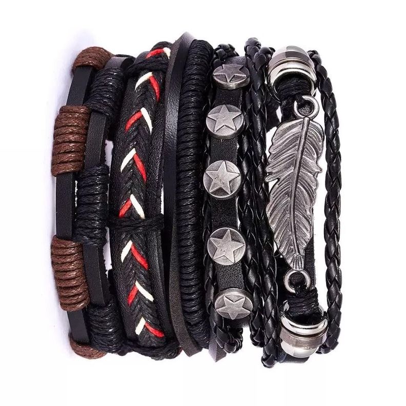 Pulsera Trenzada estilo Hoja, múltiples Eco Cuero-1