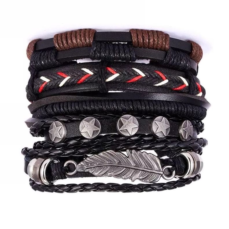 Pulsera Trenzada estilo Hoja, múltiples Eco Cuero-2
